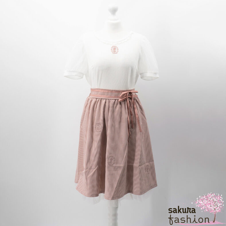 Axes Femme POETIQUE Roses Frame Docking Dress White Pale Pink Japan Kawaii