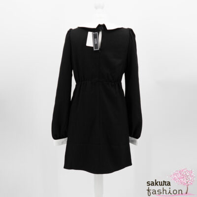 EATME Kleid Schwarz Weiß Kragen Manschetten Schleife Band Rosenknöpfe Kurz Mini Japan Feminin Kawaii