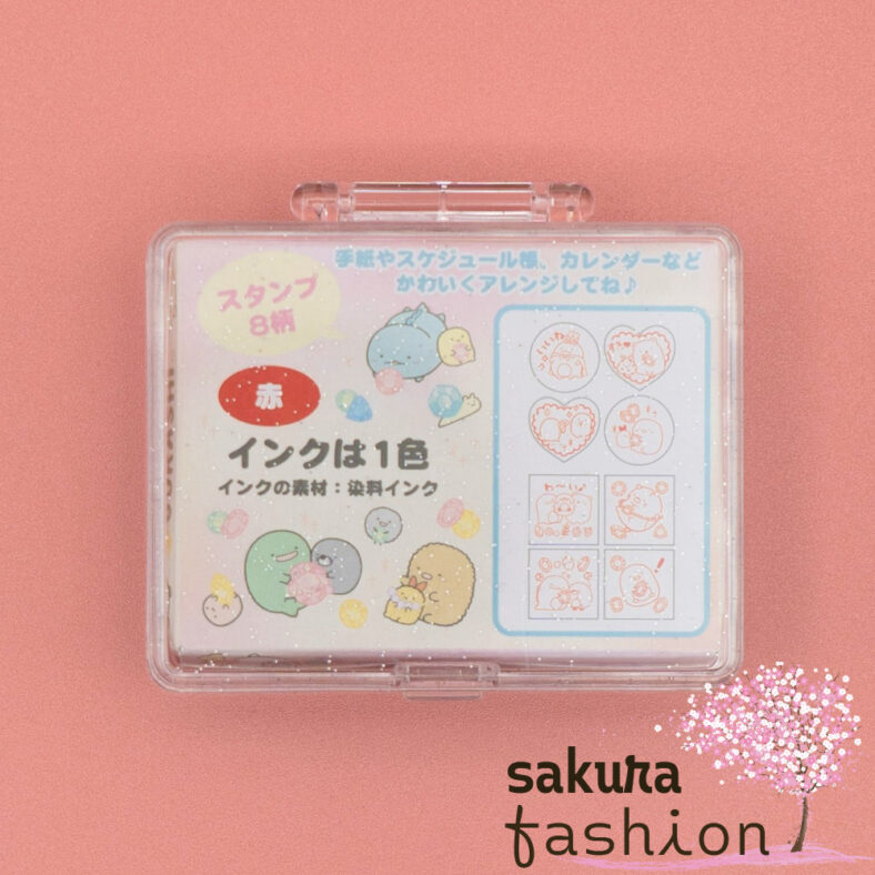 San-X Stempelset 8 Stempel Sumikko Gurashi Rosa Glitzer