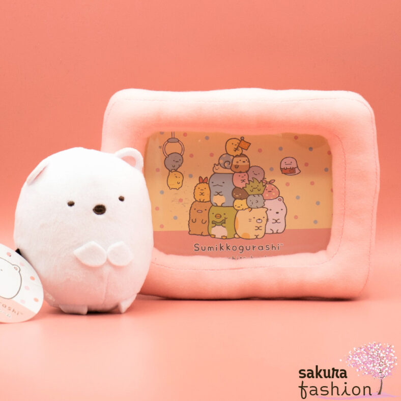 San-X Sumikko Gurashi Fotorahmen Eisbär Shirokuma Bilderrahmen Rosa Weiß Flauschig Weich