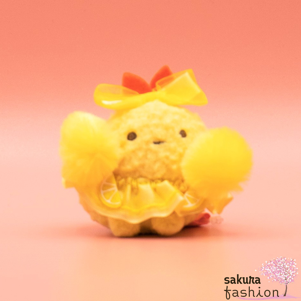 San-X Sumikko Gurashi Stofftier Garnele Cheerleader Plüschtier Gelb Rot Ebifurai No Shippo gebratener Garnelenschwanz Zitrone Pompons