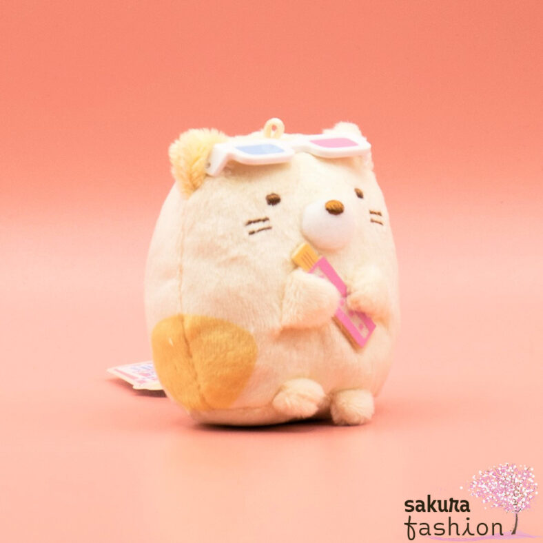 San-X Sumikko Gurashi Anhänger Stofftieranhänger Katze Neko Kino Pocky 3D Brille Weiß beige Gelb Rosa Blau Gold Plüschtieranhänger