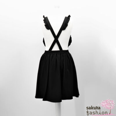 Ank Rouge Jumper Skirt Rock Schwarz abnehmbare Träger Schultergut Schmuckstein Schleife Herz Japan Kawaii