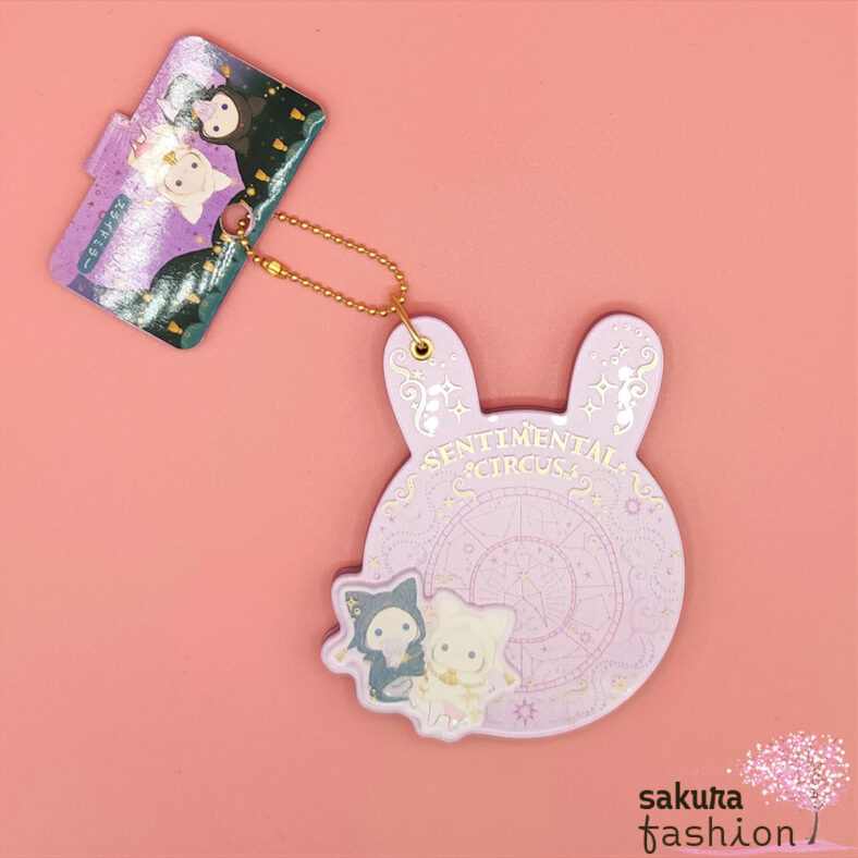 San-X Taschenspiegel Sentimental Circus Hase Shappo Katze Spica Zirkusdirektor Wahrsagerin Rosa Gold Schwarz Weiß Glitzer Spiegel Handtaschenaccessoire Accessoire Japan Kawaii SEC0725 slide mirror (welcome to Spica's fortune-telling black cat seat)