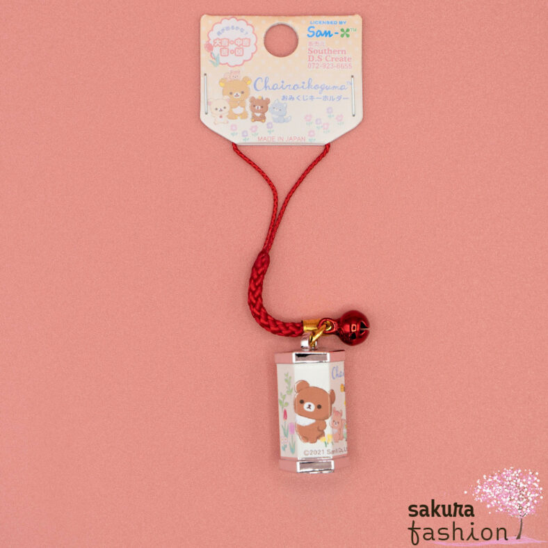 San-X Bär Rilakkuma Chairoikoguma Omikuji Schlüsselanhänger Motiv Glöckchen Rot Accessoire Merchandise Japan Kawaii rilakkuma chairoikoguma omikuji keychain