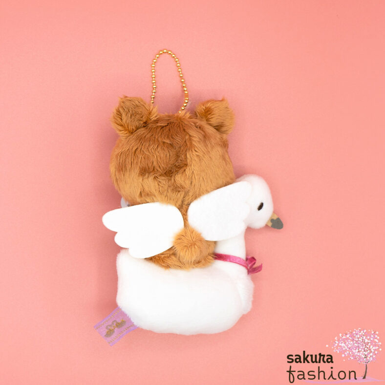 San-X Anhänger Stofftier Plüschtier Bär Chairoikoguma Braun Schwan Weiß Schwanensee Merchandise Taschenaccessoire Japan Kawaii hanging stuffed toy (swan and golden flower, chairoikoguma and mr. swan)