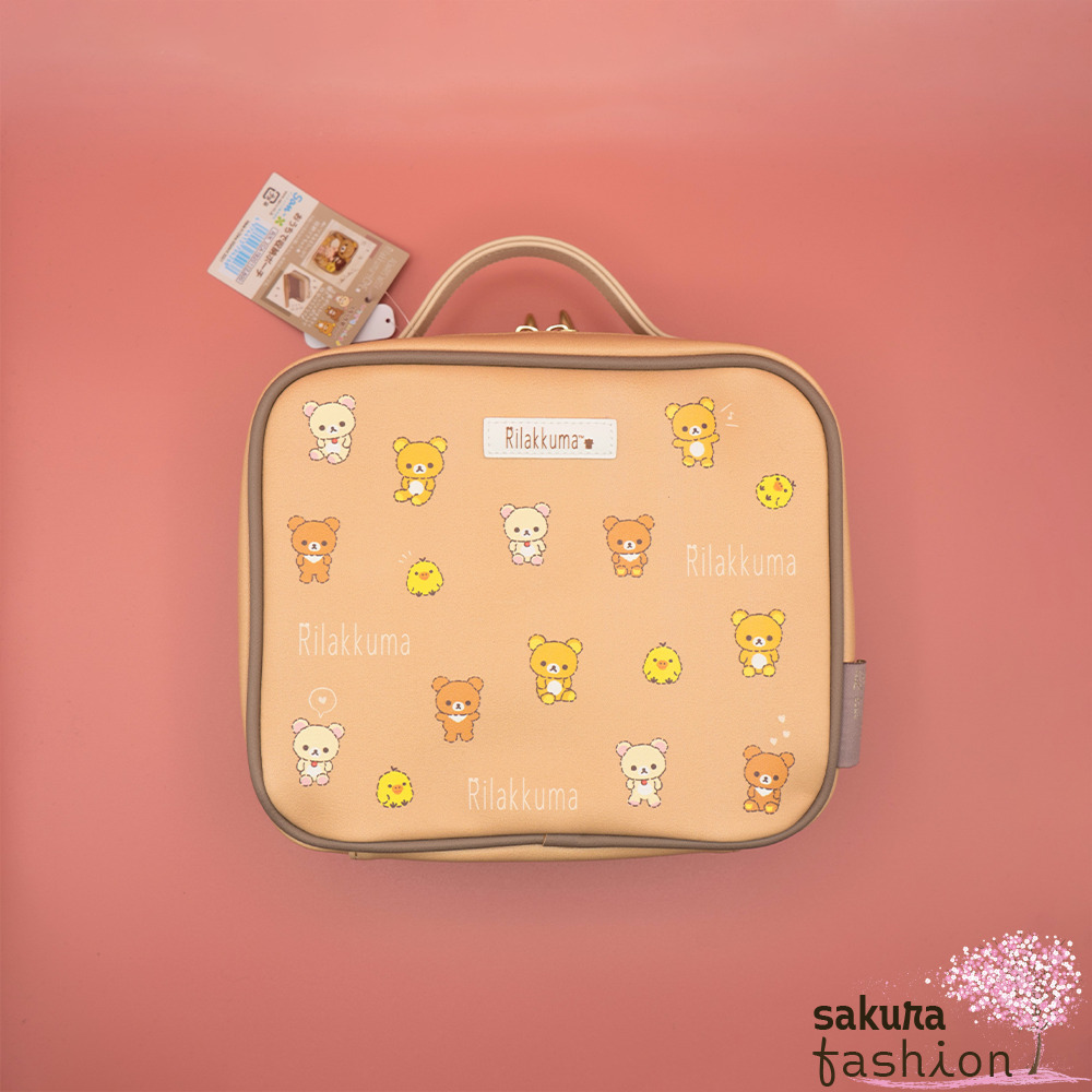 San-X Rilakkuma Tasche Aufbewahrungstasche Braun Tiermotin Bär Rilakkuma Chairoikoguma Korilakkuma Weiß Küken Vogel Kiioritori Gelb Japan Kawaii storage pouch at home (always together - rilakkuma home)