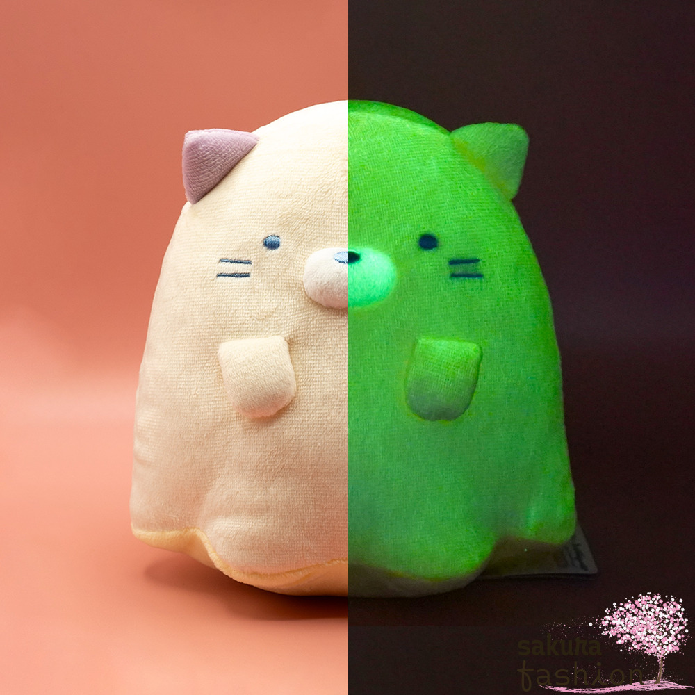 San-X Sumikko Gurashi Katze Neko Stofftier Plüschtier Leuchtet Gelb Geisterkostüm Weich Kuschelig Halloween Japan Kawaii luminous stuffed toy (ghost night park, cat)