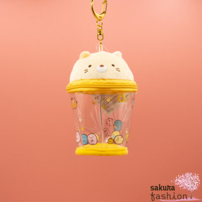 San-X Sumikko Gurashi Schlüsselanhänger atzen Neko Becher Beige Transparent Weich Katzenkopf Japan Kawaii odekake sumikko cup cat