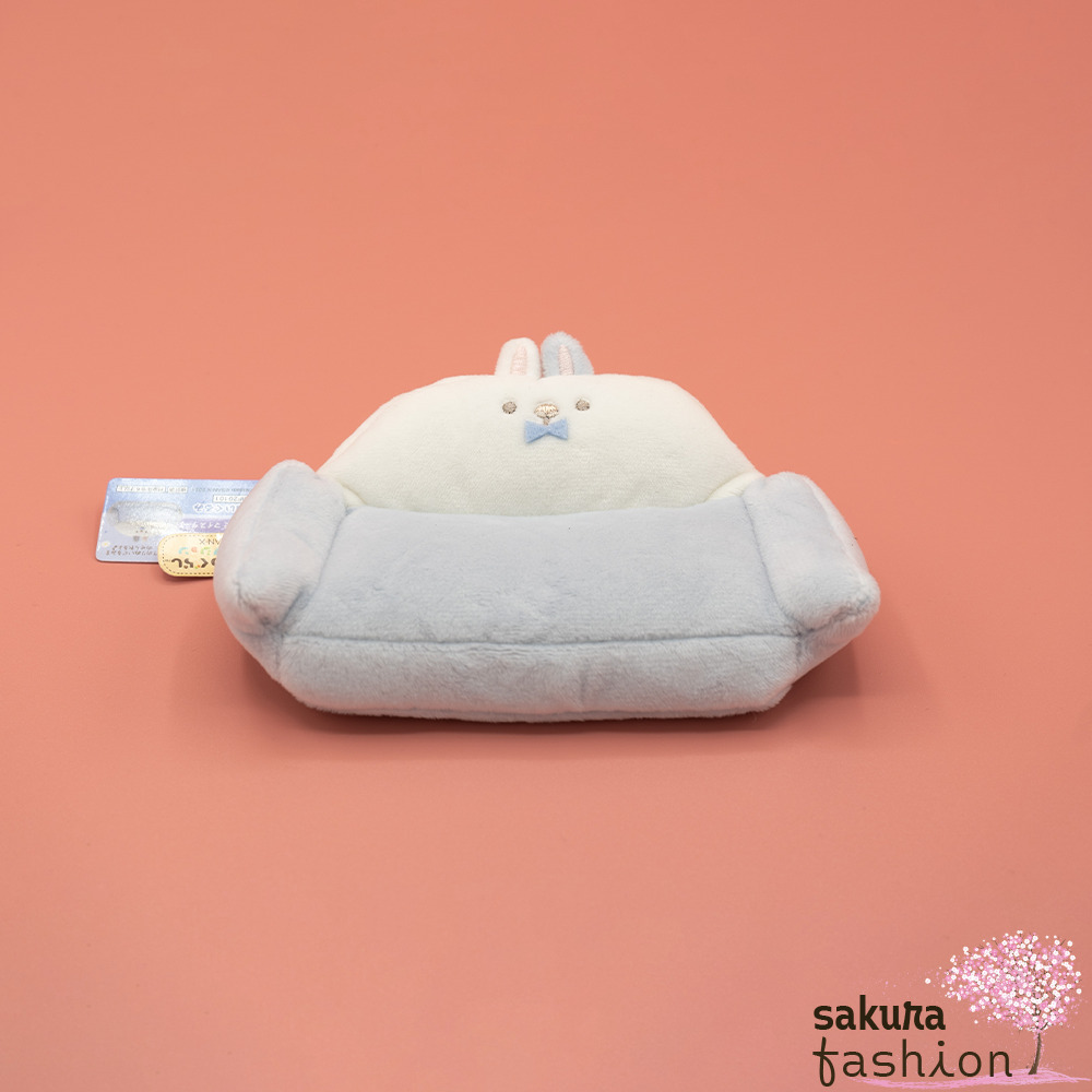 San-X Sumikko Gurashi Stofftieraccessoire Stoffsofa Stoffcouch Klein Blau Weiß Hasenohren Weich Japan Kawaii tenori plush toy (usagi - rabbit master room sofa)