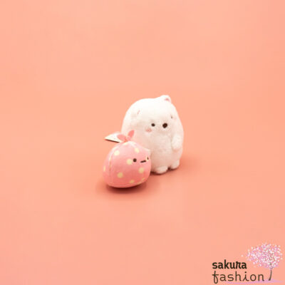 San-X Sumikko Gurashi Stofftier Set Eisbär Shirokuma Weiß Tuch Furoshiki Rosa Punkte Gelb Weich Japan Kawaii tenori plush toy (pair) (home café furoshiki & shirokuma)