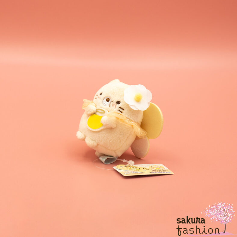 San-X Sumikko Gurashi Katze Neko Beige Schmetterlingskostüm Gelb Nektar Blume Tüll Weich Kuschelig Flauschig Japan Kawaii tenori plush toy (zassouyousei's flower garden, cat)