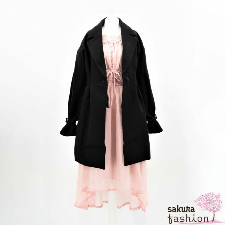 Liz Lisa Kleid Rosa Masi Lang Spitze Floral Häkelborte Herzen Schleifenband Schleife Gerafft Tailliert Schulterfrei Trägerkleid Zierknöpfe Halbarm Transparent Japan Kawaii Fish Tail One-piece pink