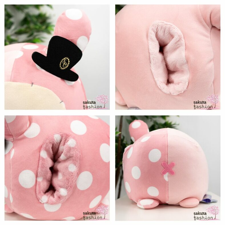 Sentimental Circus Handwärmekissen Groß Flauschig Rosa Pink Weiß Gepunktet Filzhut Schwarz Logo Weich Warm Kuschelig Stoffhase Shappo Japan Kawaii Mochimochi Hug Cushion (Rainbow in the Sky of Tears, Shappo) 33. Sentimental Circus