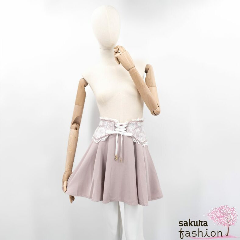 Rojita Hosenrock rosa Taillenkorsett Spitze Weiß Schnürung Schleife Herzanhänger Gold Japan Kawaii corset belt skirt pants pink