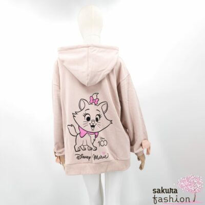 Rojita Disney Kapuzenpullover Oversized Pulloverkleid Rosa Rückenprint Motivdruck Katze Marie Kapuze Schleife Kängurutasche 100. Jubiläum Japan Kawaii Marie chan back print hoodie pink