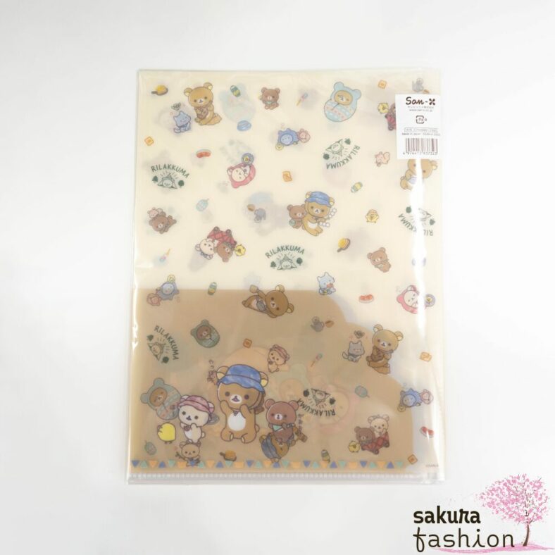 San-X Rilakkuma Sichthülle Aktenhülle DIN A4 und DIN A3 Bärenmotiv Braun Rilakkuma Japan Kawaii clear holder with pocket (komorebi camp)