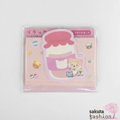 San-X Korilakkuma Briefpapier mini Kartenset Rosa Bär Weiß Katze Motiv Japan Kawaii mini card set (neko neko no yu) pink
