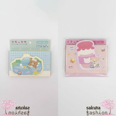 San-X Rilakkuma Korilakkuma Briefpapier mini Kartenset Blau Rosa Bär Weiß Braun Katze Motiv Japan Kawaii mini card set (neko neko no yu) pink blau