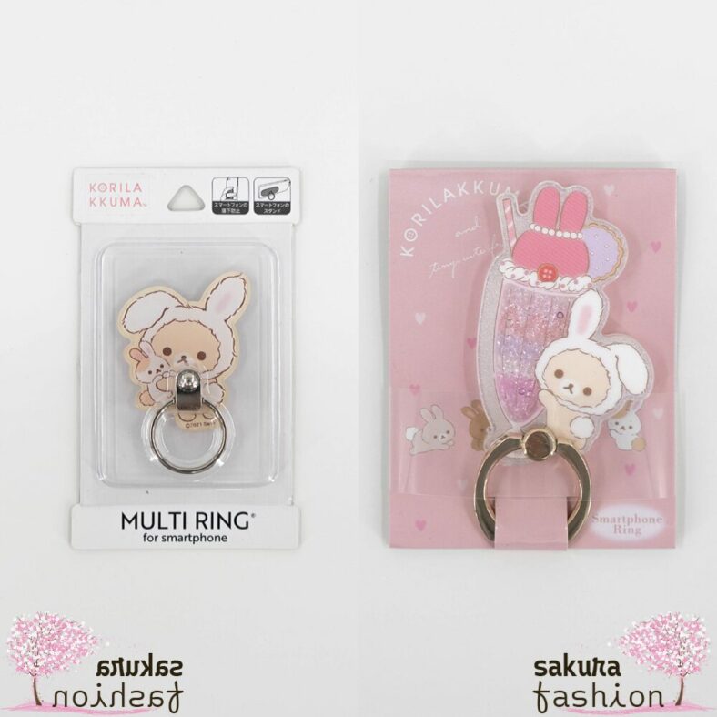 San-X Korilakkuma Handy Smartphone Ring Bär Hasenkostüm Weiß Milchshake Glitzer Rosa Pink Japan Kawaii smartphone ring (korilakkuma and rabbit tea time) San-X Korilakkuma Handy Smartphone Ring Bär Hasenkostüm Weiß Hase Japan Kawaii multi-ring (rilakkuma, korilakkuma and rabbit tea time)