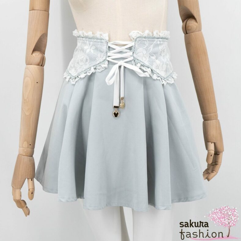 Rojita Hosenrock mintgrün Taillenkorsett Spitze Weiß Schnürung Schleife Herzanhänger Gold Japan Kawaii corset belt skirt pants mint