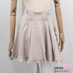 Rojita Ausgestellter Rock Elfenbeinweiß Rüschen Spitze Zierschnalle Bijou-Elemente Schleifenbrosche Glitzersteine Japan Kawaii bijou Ribbon Tacking Flared Skirt ivory