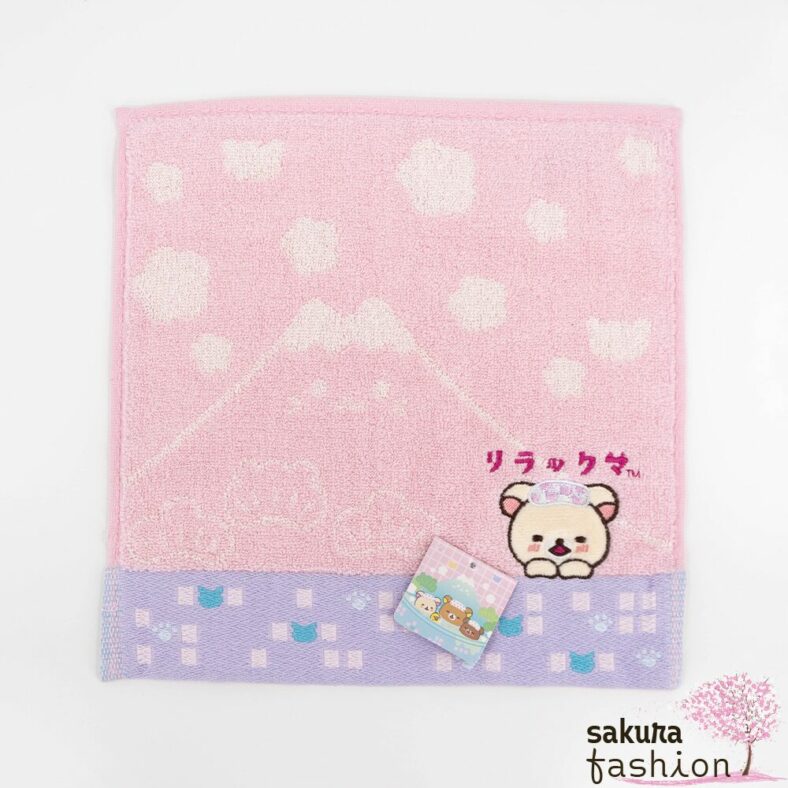 San-X Korilakkuma Mini Handtuch Rosa Lila Bär Weiß Mount Fuji Spa Weich Kuschelig Japan Kawaii mini towel neko neko no yu pink