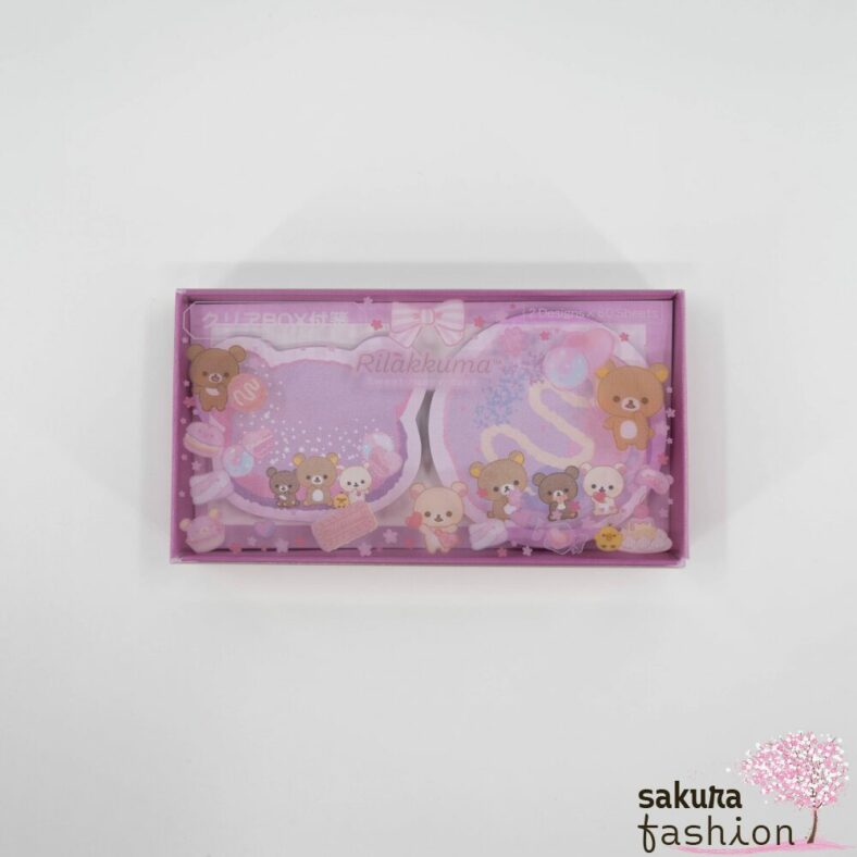 San-X Rilakkuma Haftnotizen Box Transparent Rosa Bär Korilakkuma Chairoikoguma Weiß Braun Keksmotiv Macaronmotiv Japan Kawaii clear box sticky notes (rilakkuma pink)