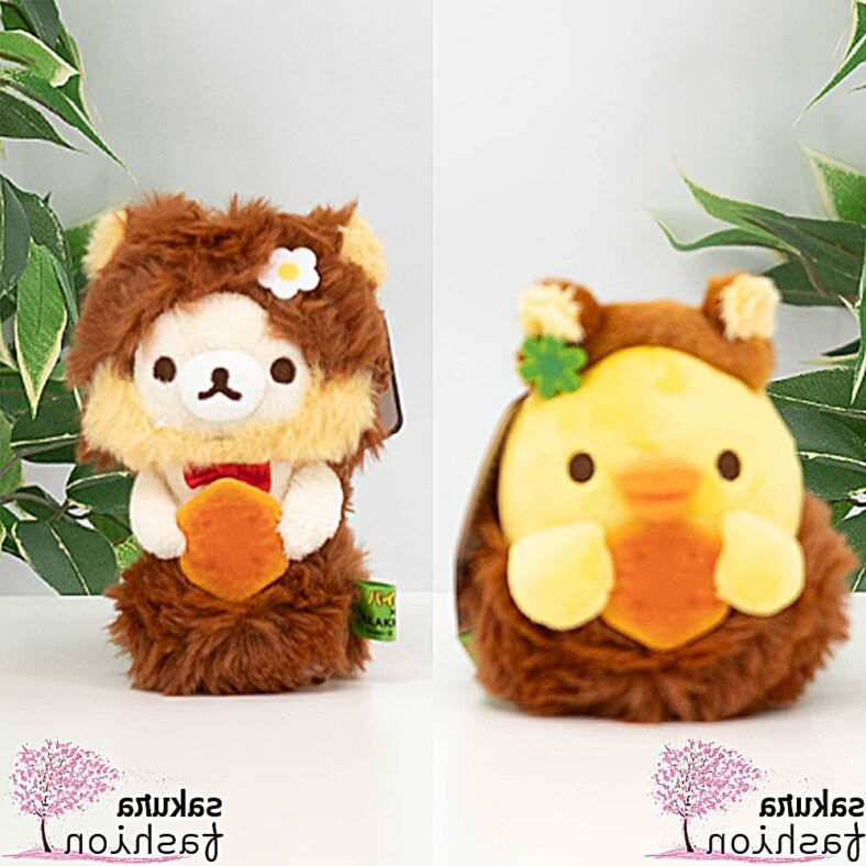 San-X Kooperation Lotte Stofftieranhänger Bär Korilakkuma Weiß Vogelküken Kiiroitori Gelb Verkleidet Eichhörnchen Stofftier Plüschtier Weich Kuschelig Flauschig Limitiert Japan Kawaii hanging stuffed toy pai no mi