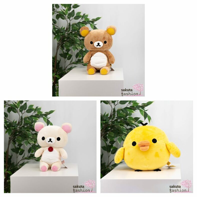 San-X Stofftier Mittelgroß Bär Rilakkuma Braun Korilakkuma Weiß Vogelküken Kiiroitori Gelb Plüschtier Japan Kawaii stuffed toy (M)