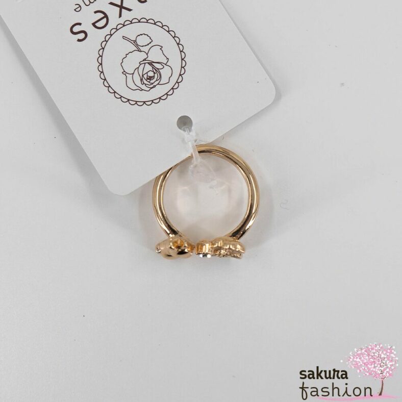 Axes Femme Ring Gold Kaninchen Hase Blumen Perlen Schmucksteine Japan Kawaii Feminin rabbit and flower ring gold