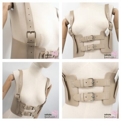 Axes Femme Poetique Harness-Taillengürtel Ecru Schnallendetails Japan Kawaii Feminin Accessoire harness belt ecru