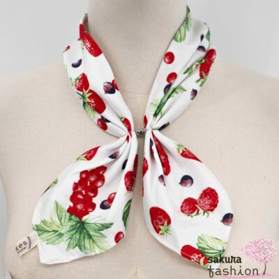 Axes Femme Kleiner Tuchschal Weiß Kühlungseffekt Früchtemuster Obstmotiv Magnetverschluss Modisch Japan Kawaii Feminin Accessoire fruits pattern cooling scarf white