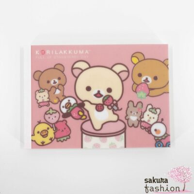 San-X Rilakkuma Notizblock Groß Bär Korilakkuma Weiß Erdbeeren Rot Rosa Pink Japan Kawaii Stationery memo pad korilakkumas strawberry days