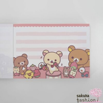 San-X Rilakkuma Notizblock Groß Bär Korilakkuma Weiß Erdbeeren Rot Rosa Pink Japan Kawaii Stationery memo pad korilakkumas strawberry days