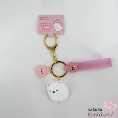 San-X Sumikko Gurashi Schlüsselanhänger Maskottchen Schriftzuglogo Tierfreunde Eisbär Shirokuma rosa Japan Kawaii mascot keychain polar bear