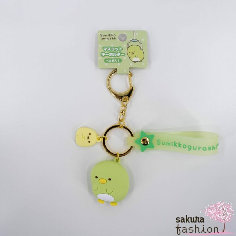 San-X Sumikko Gurashi Schlüsselanhänger Maskottchen Schriftzuglogo Tierfreunde Pinguin Penguin? grün Japan Kawaii mascot keychain penguin