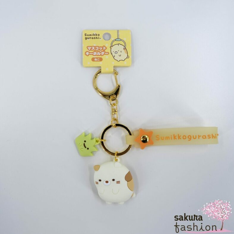 San-X Sumikko Gurashi Schlüsselanhänger Maskottchen Schriftzuglogo Tierfreunde Katze Neko Gelb Japan Kawaii mascot keychain cat