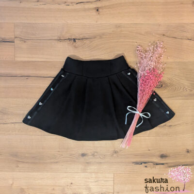 Dear My Love Rose Rock Super-Mini Schwarz Herznieten Silber Ausgestellt Sportlich Japan Kawaii sweat mini flat skirt black heart studs