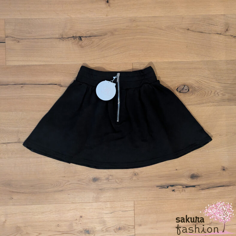 Dear My Love Rose Rock Super-Mini Schwarz Herznieten Silber Ausgestellt Sportlich Japan Kawaii sweat mini flat skirt black heart studs