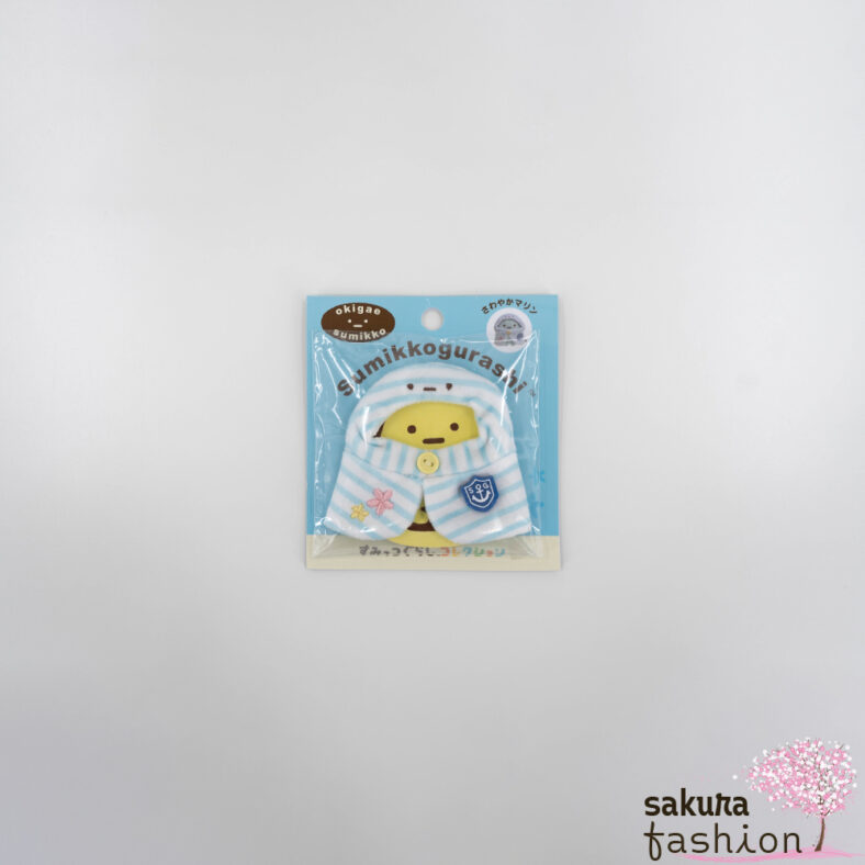 San-X Sumikko Gurashi Anziehsachen Stofftierponcho Poncho Gestreift Weiß Blau Japan Kawaii Tenori changing sumikko poncho border marine