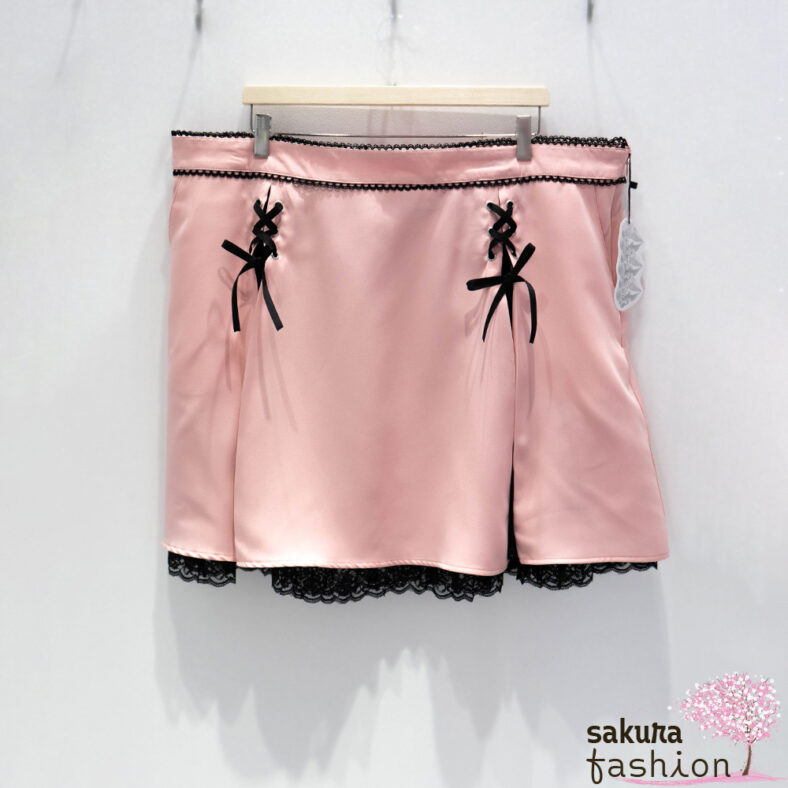 Dear My Love | Spitzenrock mit großer Schleife | Größe: M / 4L / 6L | 531940 532060 (schwarz/rosa/lavendel) – Bild 2