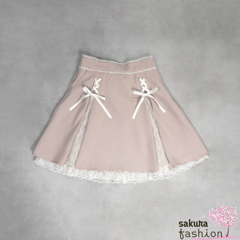 Dear My Love Whip Rock Lila Spitze Weiß Schnürung Japan Kawaii large ribbon lace skirt